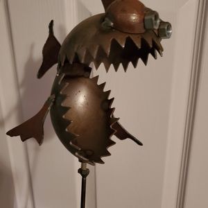 Metal fish sculpture
